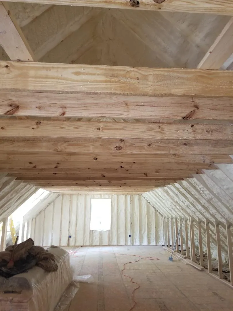Attic insulation with timber beams