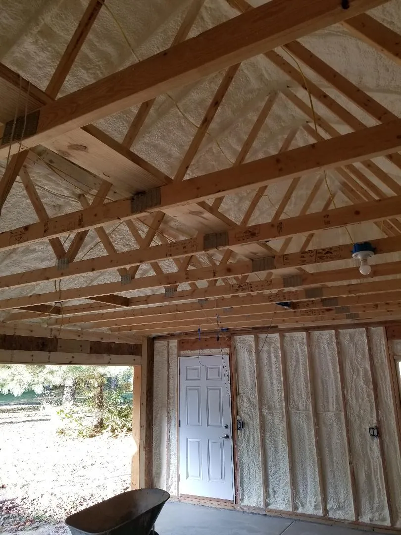 Detached garage spray foam insulation
