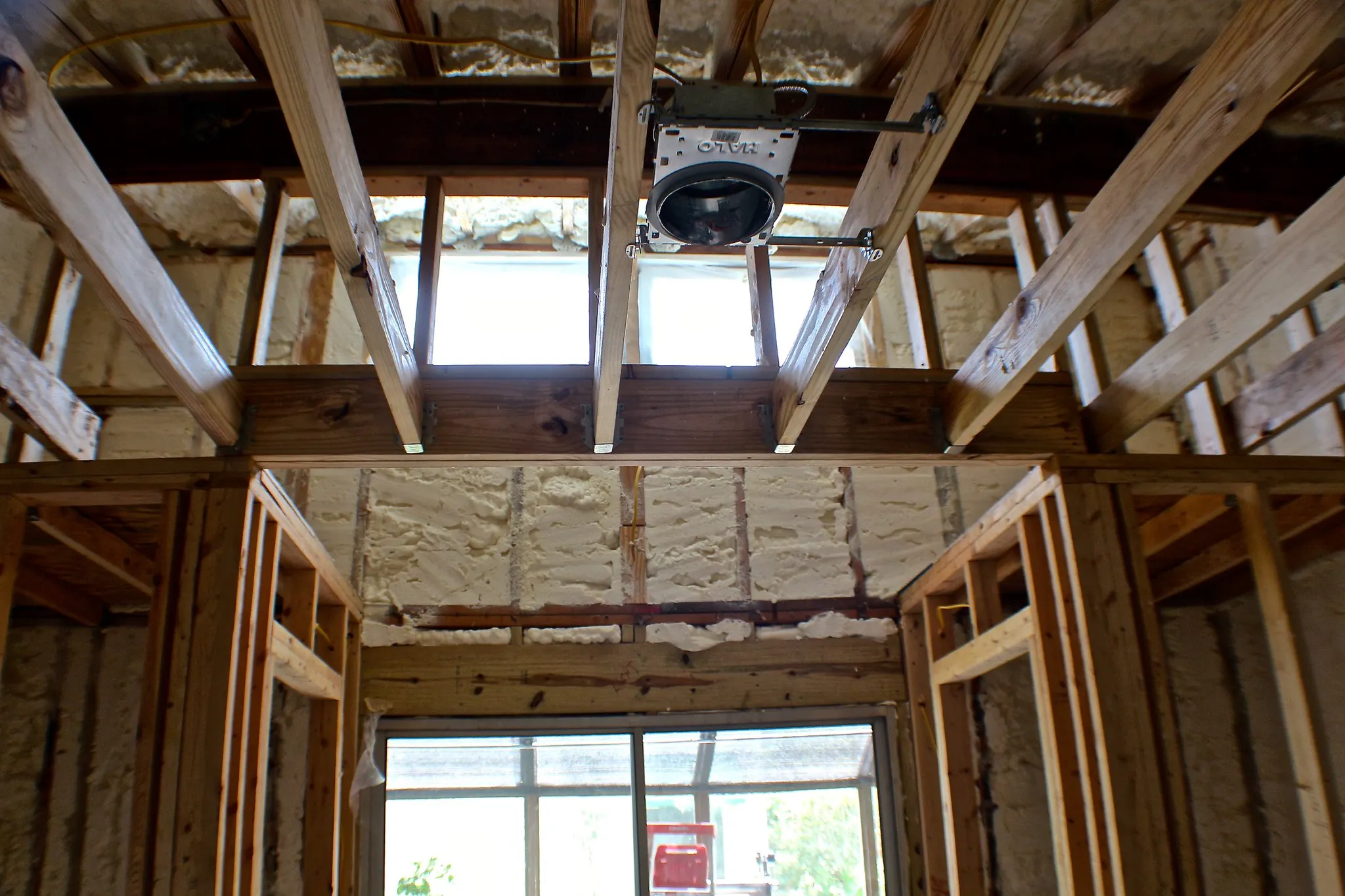 New construction vaulted ceiling and wall spray foam
